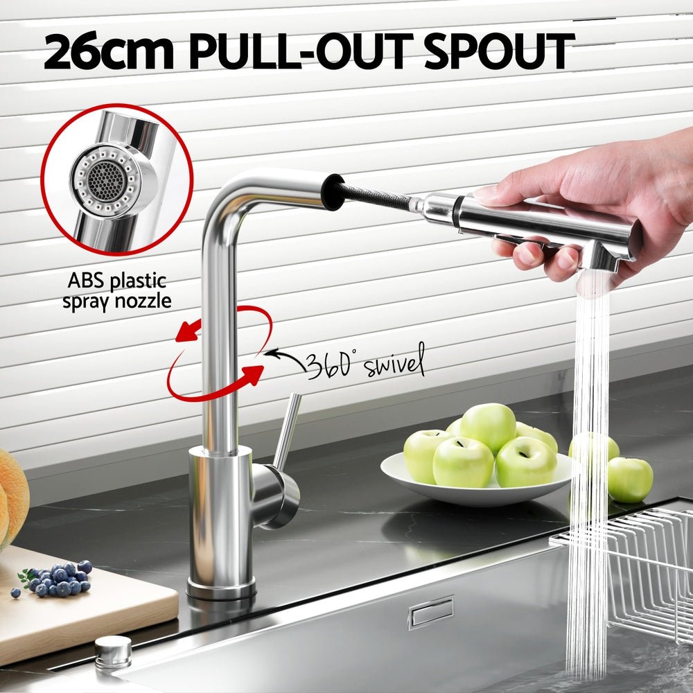 Kitchen Mixer Tap Pull Out Rectangle 2 Mode Sink Basin Faucet Swivel WELS Chrome - Home & Garden > Bathroom Accessories - Rivercity House & Home Co. (ABN 18 642 972 209) - Affordable Modern Furniture Australia