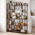 Kitchen Rack with Microwave Shelf and 6 Hooks 120cm x 170cm - Black and Brown
