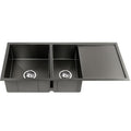100x45cm Double Bowl Kitchen Sink Stainless Steel Nano Coated - Black