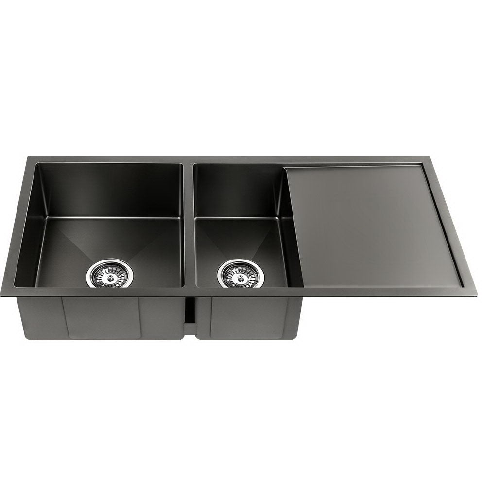 Kitchen Sink 100X45CM Stainless Steel Basin Double Bowl Nano Black - Furniture > Dining > Kitchen Sinks - Rivercity House & Home Co. (ABN 18 642 972 209) - Affordable Modern Furniture Australia