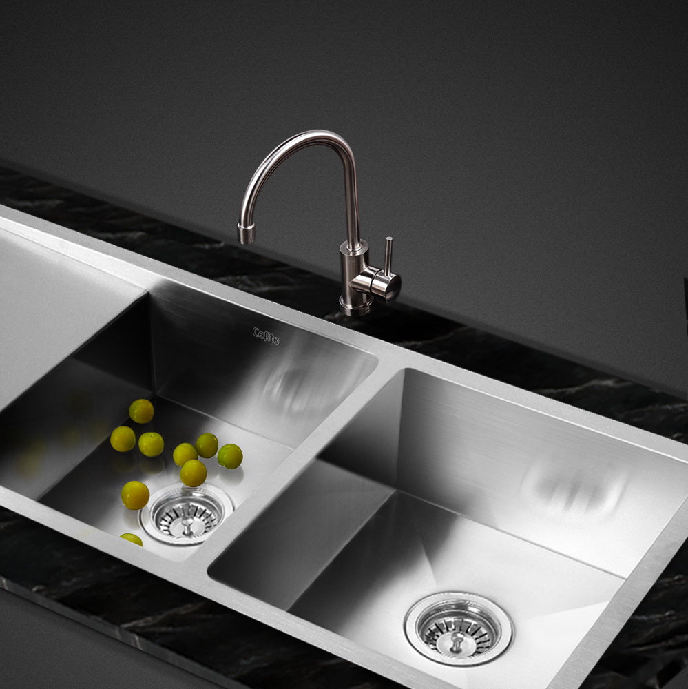 Kitchen Sink 111X45CM Stainless Steel Basin Double Bowl Silver - Furniture > Dining > Kitchen Sinks - Rivercity House & Home Co. (ABN 18 642 972 209) - Affordable Modern Furniture Australia