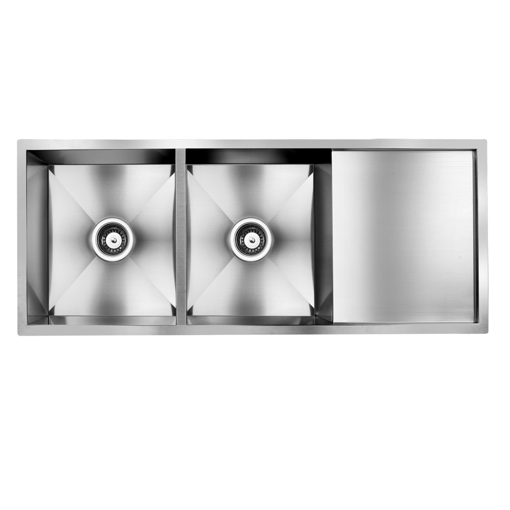 Kitchen Sink 111X45CM Stainless Steel Basin Double Bowl Silver - Furniture > Dining > Kitchen Sinks - Rivercity House & Home Co. (ABN 18 642 972 209) - Affordable Modern Furniture Australia