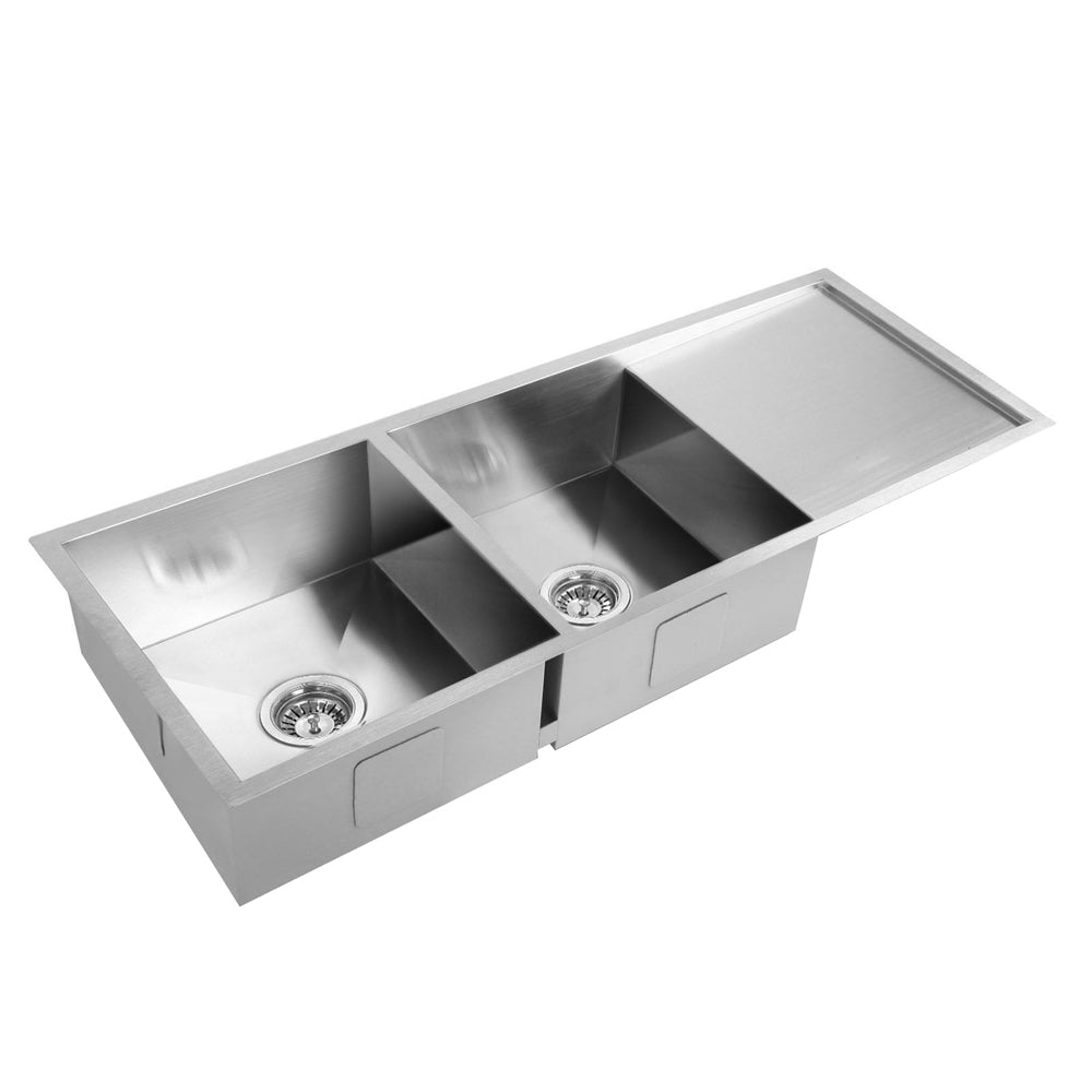 Kitchen Sink 111X45CM Stainless Steel Basin Double Bowl Silver - Furniture > Dining > Kitchen Sinks - Rivercity House & Home Co. (ABN 18 642 972 209) - Affordable Modern Furniture Australia