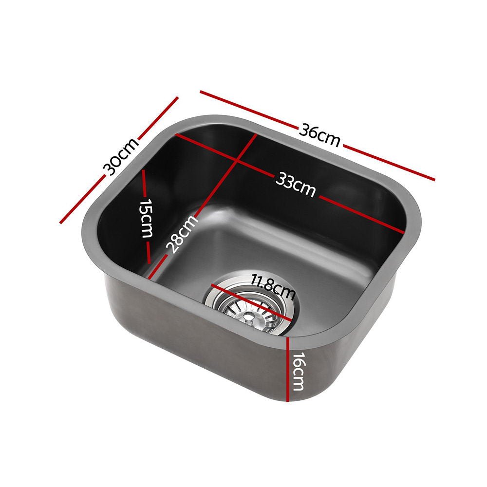 Kitchen Sink 30X36CM Stainless Steel Nano Basin Single Bowl Black - Furniture > Dining > Kitchen Sinks - Rivercity House & Home Co. (ABN 18 642 972 209) - Affordable Modern Furniture Australia