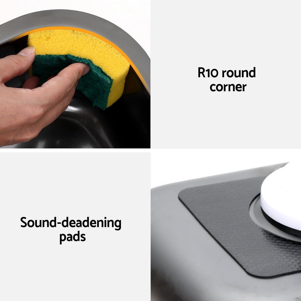 Kitchen Sink 30X36CM Stainless Steel Nano Basin Single Bowl Black - Furniture > Dining > Kitchen Sinks - Rivercity House & Home Co. (ABN 18 642 972 209) - Affordable Modern Furniture Australia