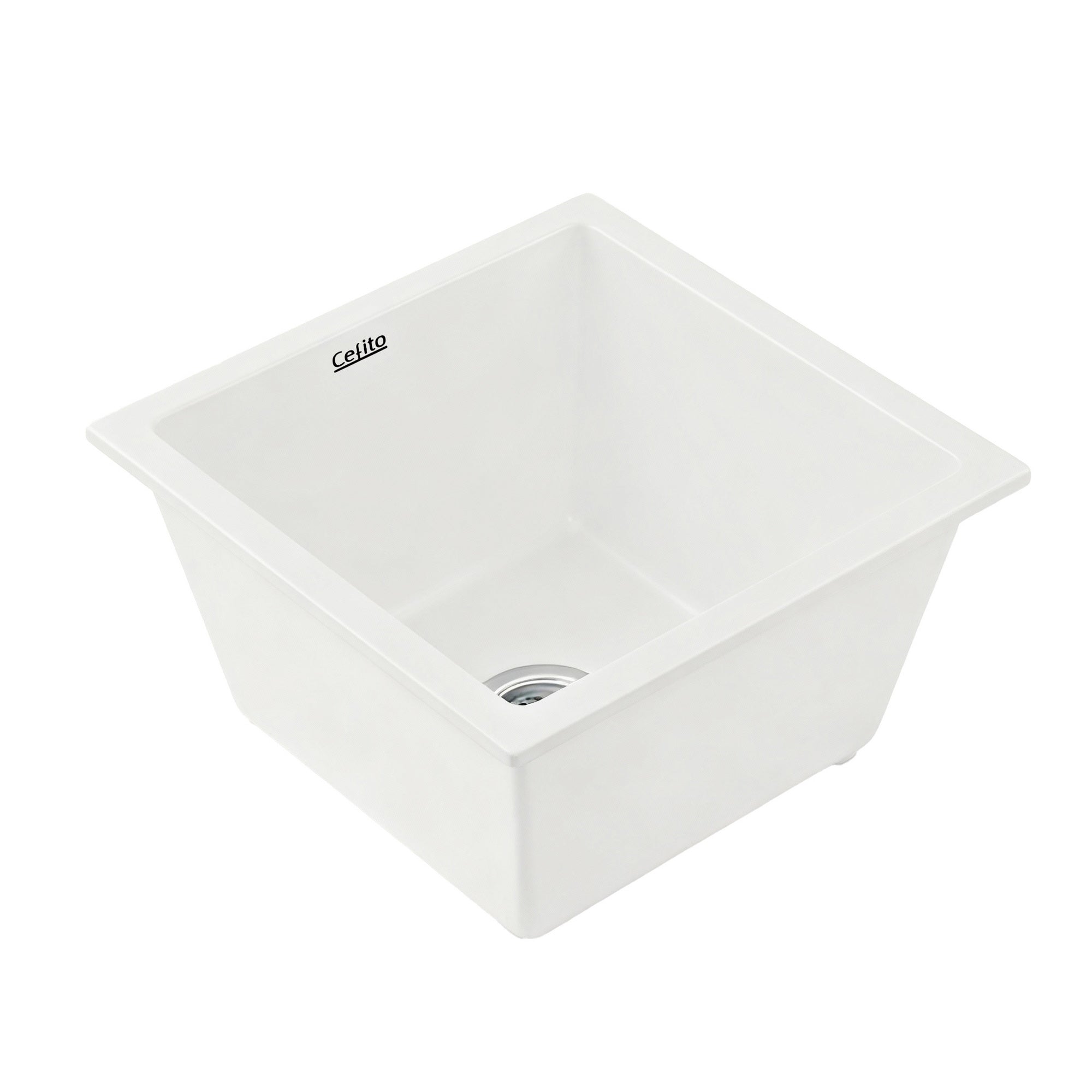 Kitchen Sink 38x38cm Granite Stone Sink Single Bowl White - Furniture > Bathroom > Sinks - Rivercity House & Home Co. (ABN 18 642 972 209) - Affordable Modern Furniture Australia