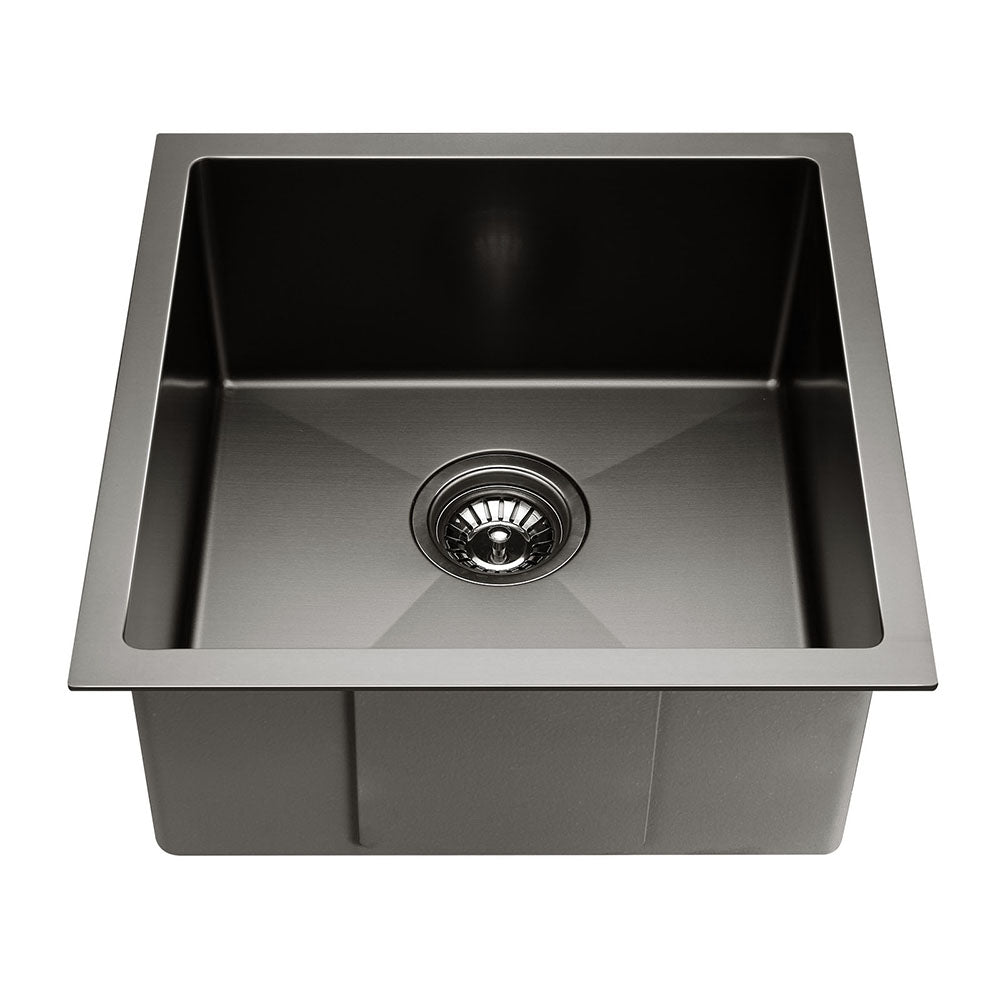 Kitchen Sink 44X44CM Stainless Steel Basin Single Bowl Black - Furniture > Dining > Kitchen Sinks - Rivercity House & Home Co. (ABN 18 642 972 209) - Affordable Modern Furniture Australia