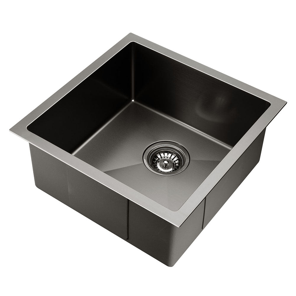 Kitchen Sink 44X44CM Stainless Steel Basin Single Bowl Black - Furniture > Dining > Kitchen Sinks - Rivercity House & Home Co. (ABN 18 642 972 209) - Affordable Modern Furniture Australia