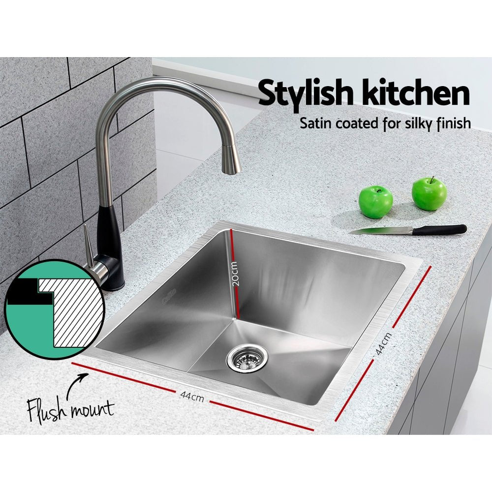Kitchen Sink 44X44CM Stainless Steel Basin Single Bowl Silver - Furniture > Dining > Kitchen Sinks - Rivercity House & Home Co. (ABN 18 642 972 209) - Affordable Modern Furniture Australia
