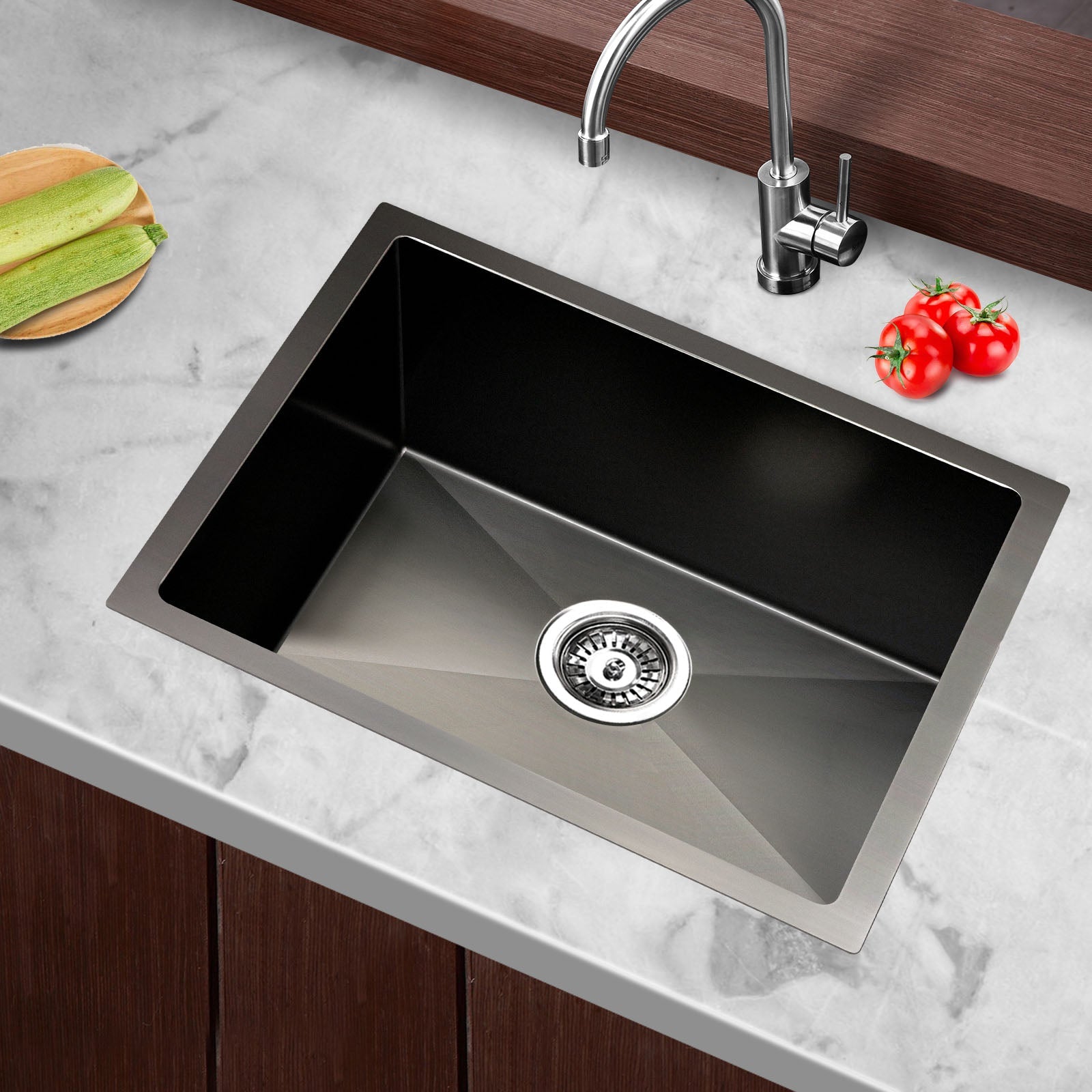 Kitchen Sink 45X30CM Stainless Steel Basin Single Bowl Black - Furniture > Dining > Kitchen Sinks - Rivercity House & Home Co. (ABN 18 642 972 209) - Affordable Modern Furniture Australia
