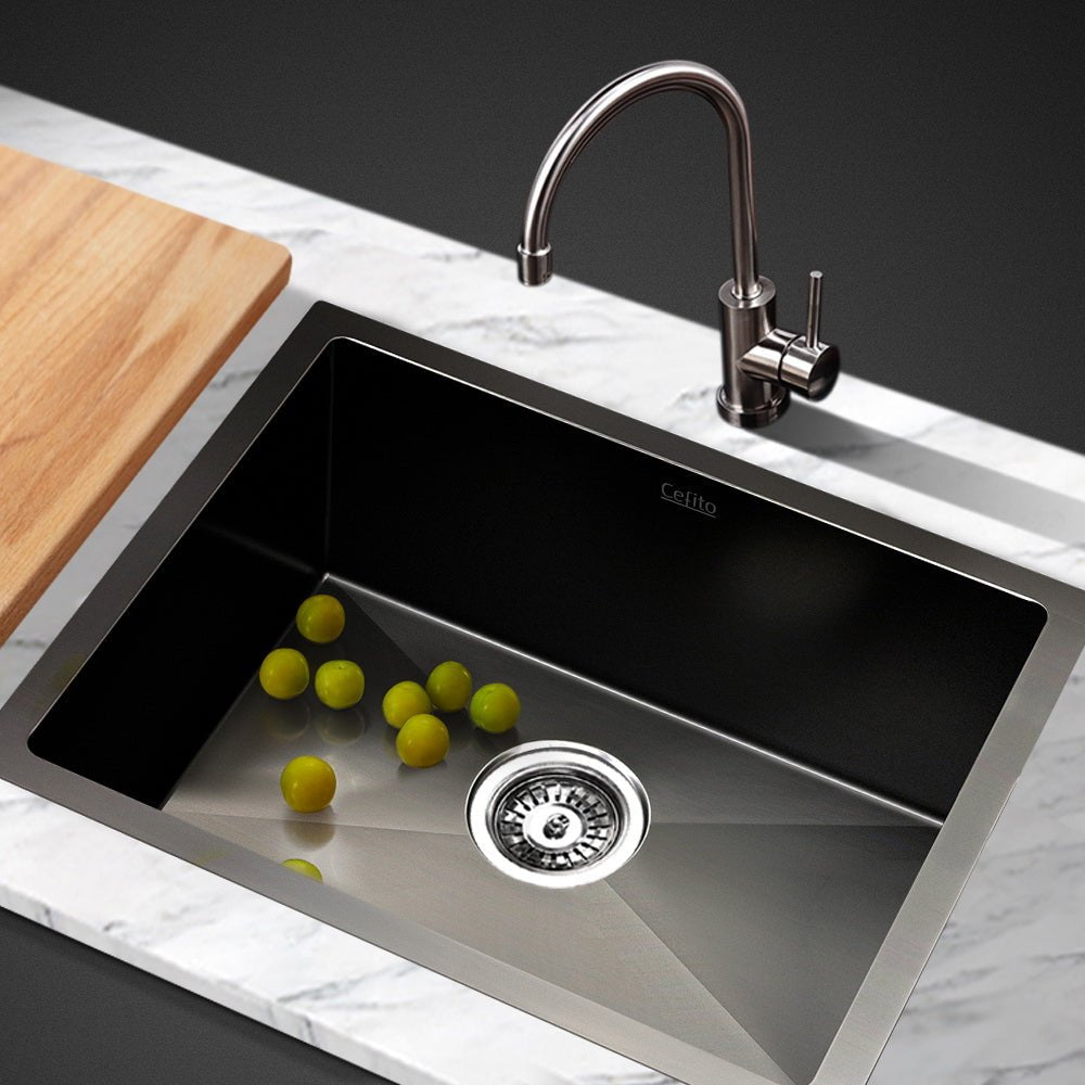Kitchen Sink 45X30CM Stainless Steel Basin Single Bowl Black - Furniture > Dining > Kitchen Sinks - Rivercity House & Home Co. (ABN 18 642 972 209) - Affordable Modern Furniture Australia