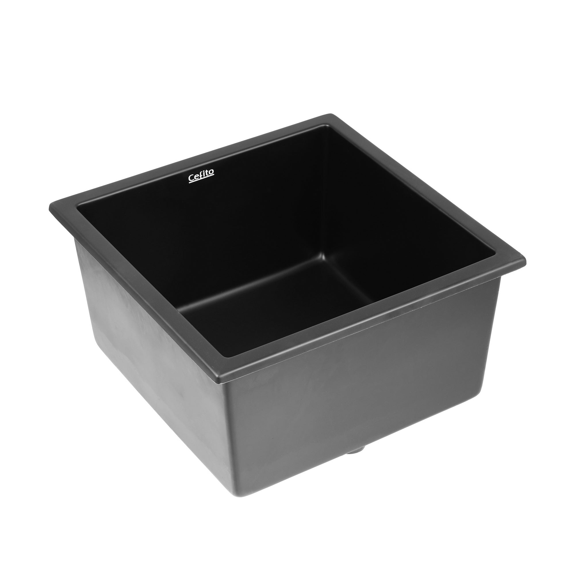 Kitchen Sink 45x45cm Granite Stone Sink Single Bowl Black - Furniture > Bathroom > Sinks - Rivercity House & Home Co. (ABN 18 642 972 209) - Affordable Modern Furniture Australia