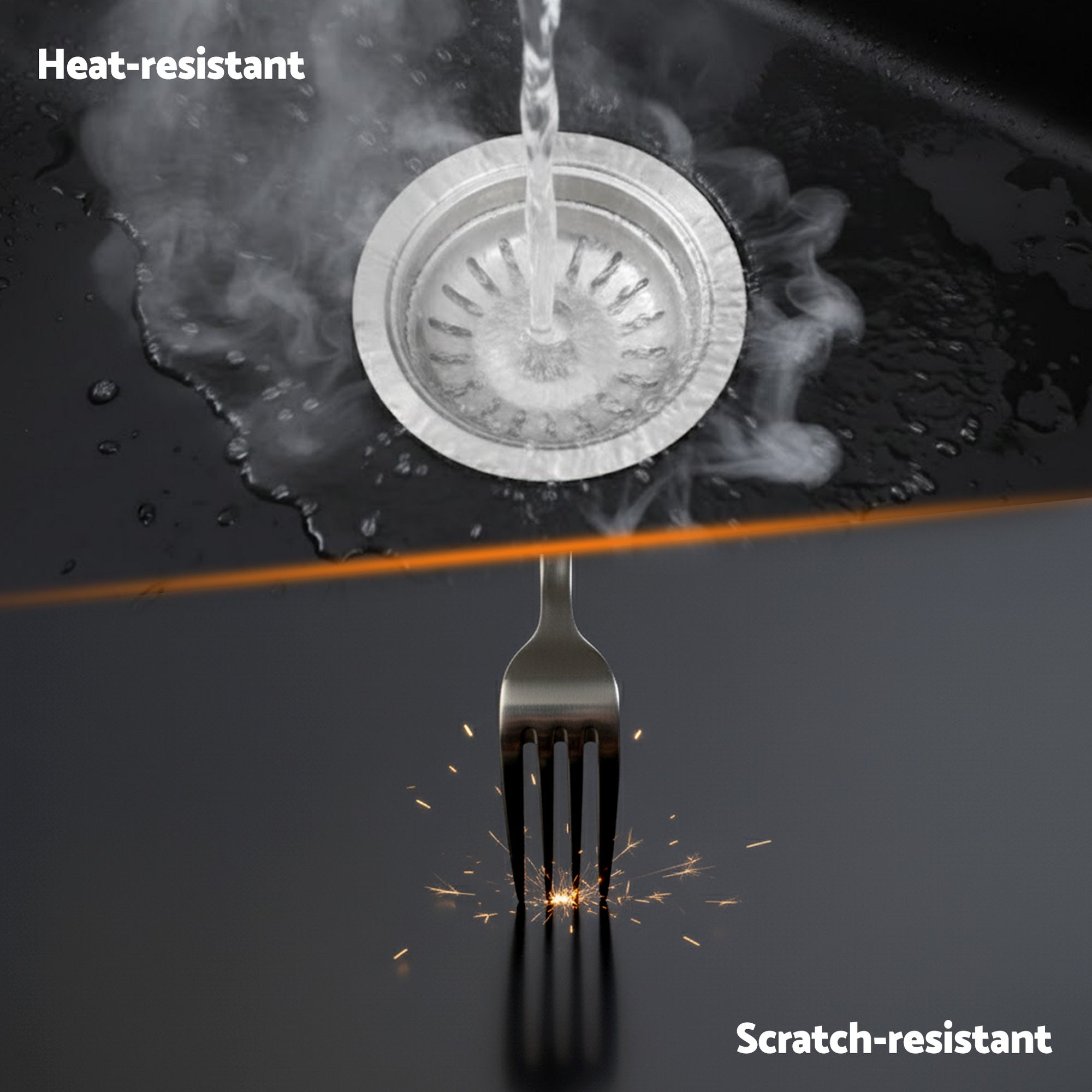 Kitchen Sink 45x45cm Granite Stone Sink Single Bowl Black - Furniture > Bathroom > Sinks - Rivercity House & Home Co. (ABN 18 642 972 209) - Affordable Modern Furniture Australia