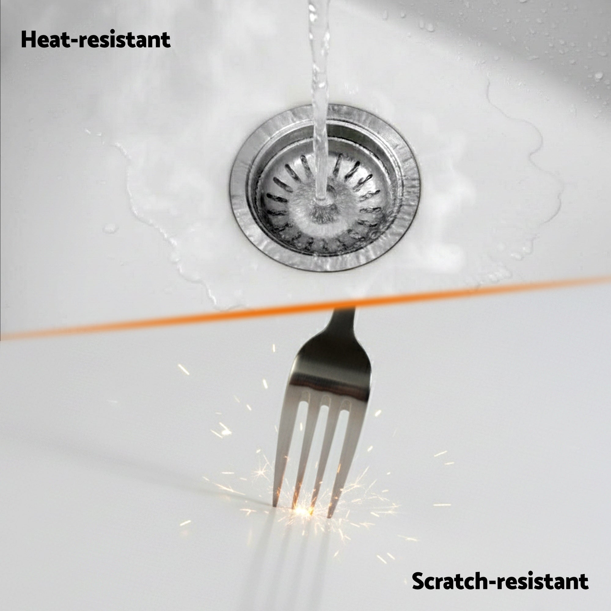 Kitchen Sink 45x45cm Granite Stone Sink Single Bowl White - Furniture > Bathroom > Sinks - Rivercity House & Home Co. (ABN 18 642 972 209) - Affordable Modern Furniture Australia