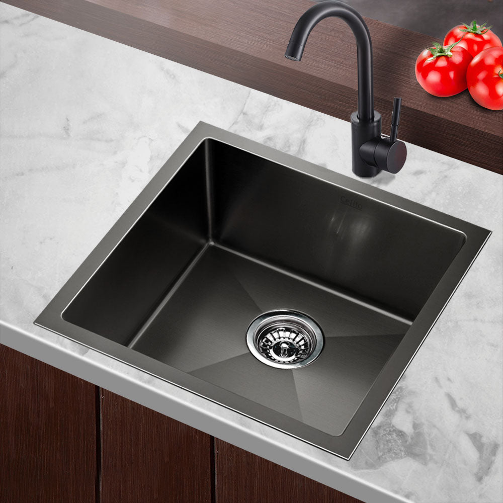 Kitchen Sink 51X45CM Stainless Steel Basin Single Bowl Black - Furniture > Dining > Kitchen Sinks - Rivercity House & Home Co. (ABN 18 642 972 209) - Affordable Modern Furniture Australia