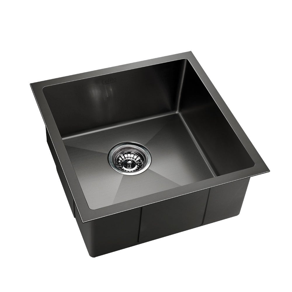 Kitchen Sink 51X45CM Stainless Steel Basin Single Bowl Black - Furniture > Dining > Kitchen Sinks - Rivercity House & Home Co. (ABN 18 642 972 209) - Affordable Modern Furniture Australia