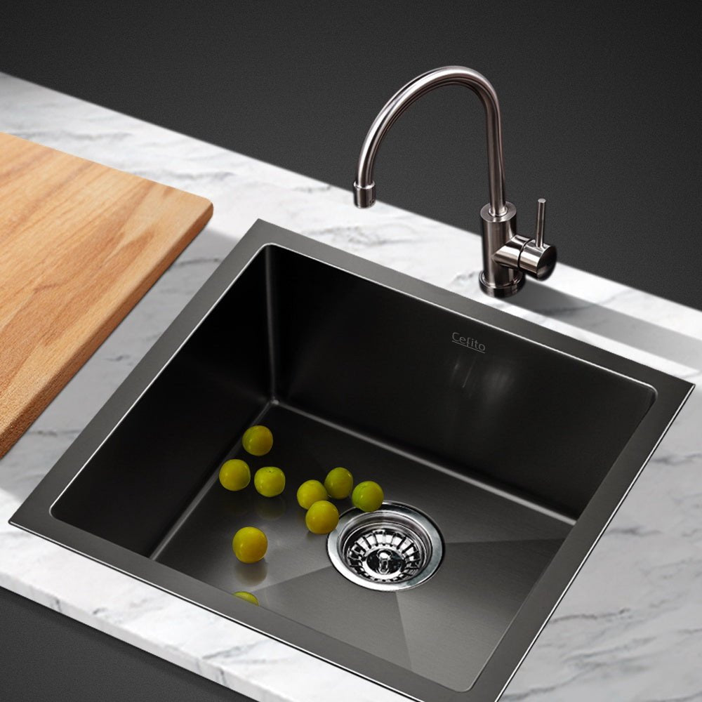 Kitchen Sink 51X45CM Stainless Steel Basin Single Bowl Black - Furniture > Dining > Kitchen Sinks - Rivercity House & Home Co. (ABN 18 642 972 209) - Affordable Modern Furniture Australia