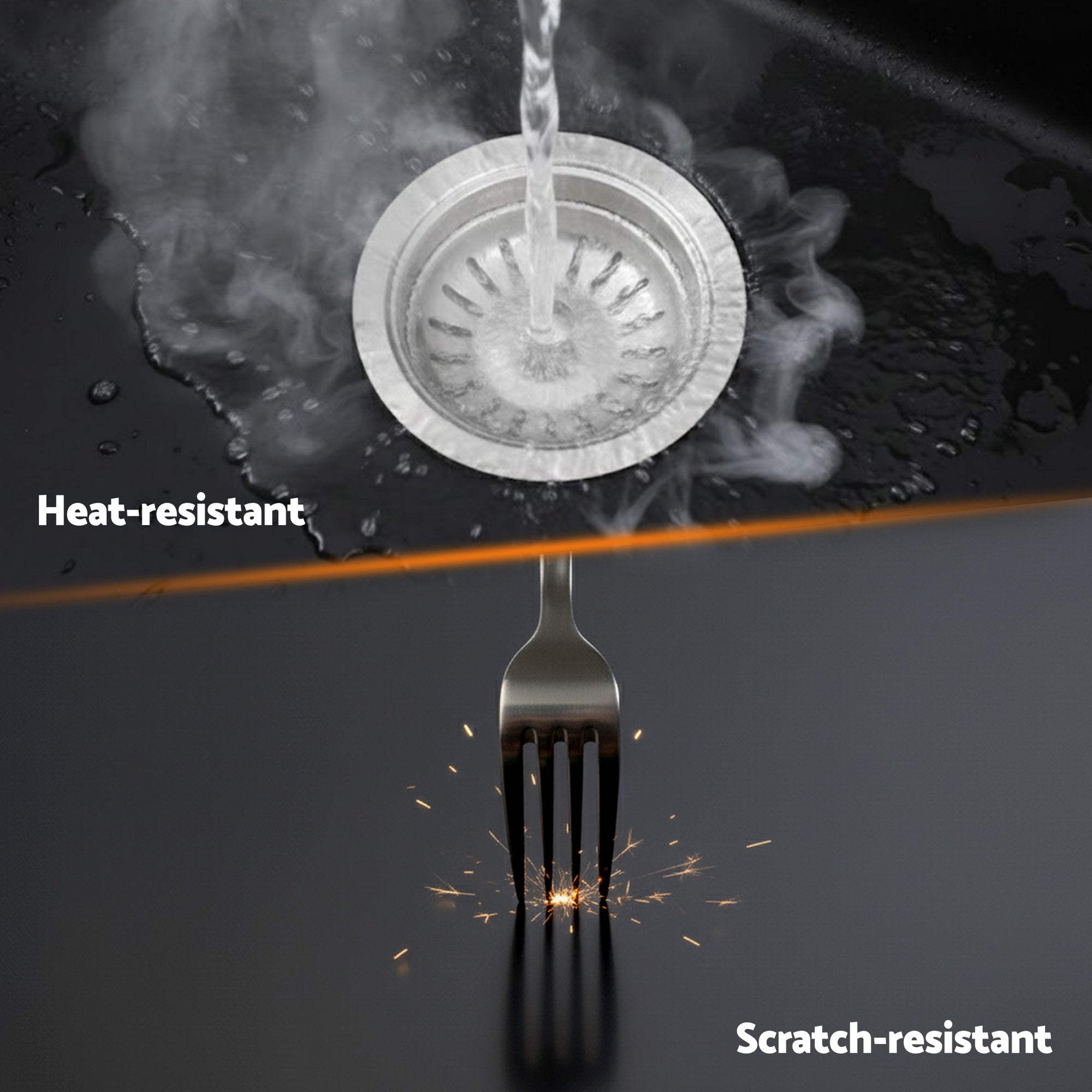 Kitchen Sink 55x45cm Granite Stone Sink Single Bowl Black - Furniture > Bathroom > Sinks - Rivercity House & Home Co. (ABN 18 642 972 209) - Affordable Modern Furniture Australia