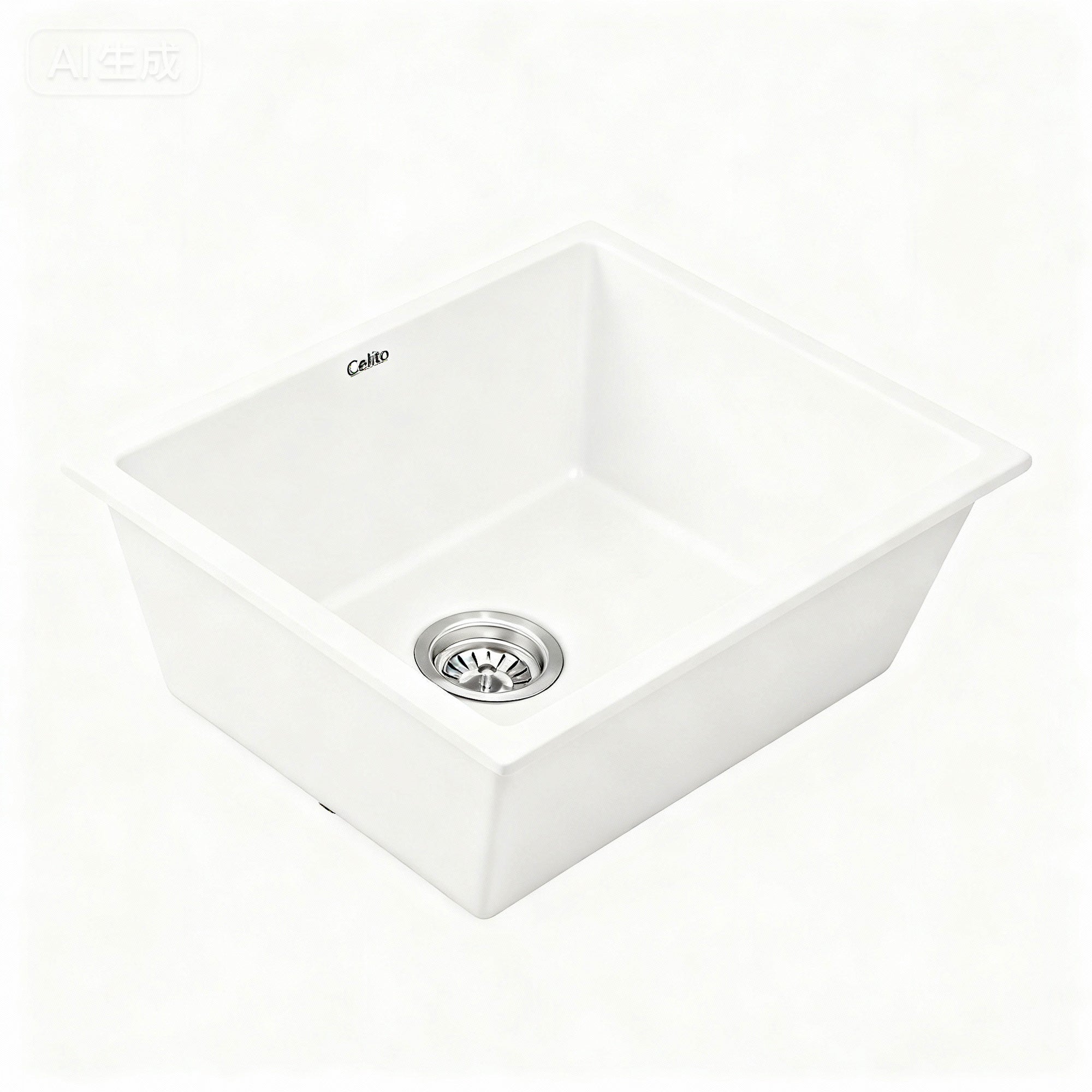 Kitchen Sink 55x45cm Granite Stone Sink Single Bowl White - Furniture > Bathroom > Sinks - Rivercity House & Home Co. (ABN 18 642 972 209) - Affordable Modern Furniture Australia