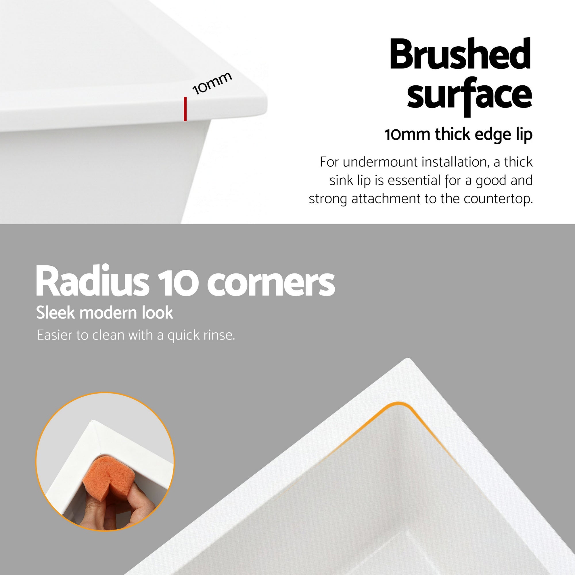 Kitchen Sink 55x45cm Granite Stone Sink Single Bowl White - Furniture > Bathroom > Sinks - Rivercity House & Home Co. (ABN 18 642 972 209) - Affordable Modern Furniture Australia