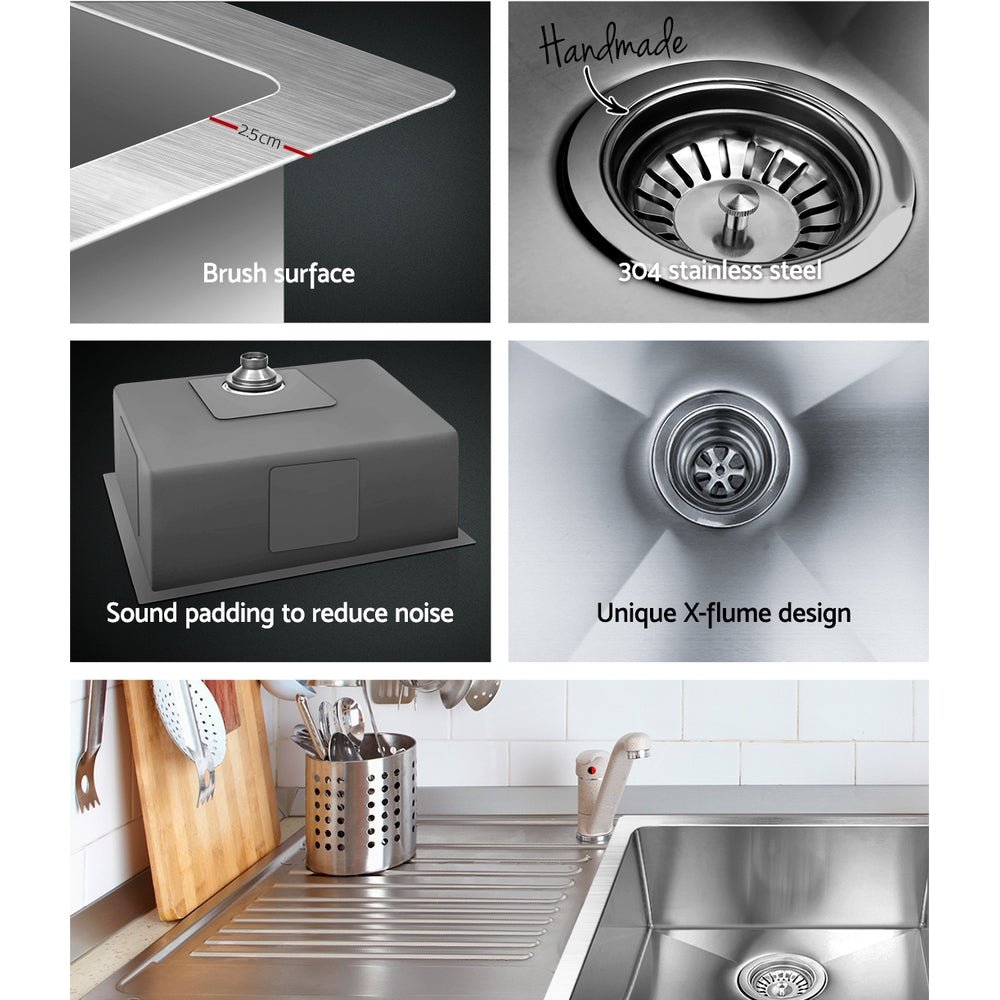 Kitchen Sink 60X45CM Stainless Steel Basin Single Bowl Silver - Furniture > Dining > Kitchen Sinks - Rivercity House & Home Co. (ABN 18 642 972 209) - Affordable Modern Furniture Australia