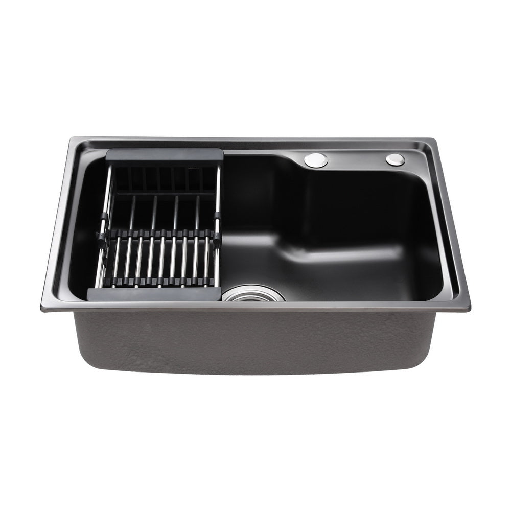 Kitchen Sink 61X43CM Stainless Steel Basin Single Bowl Black Drain Basket - Furniture > Dining > Kitchen Sinks - Rivercity House & Home Co. (ABN 18 642 972 209) - Affordable Modern Furniture Australia