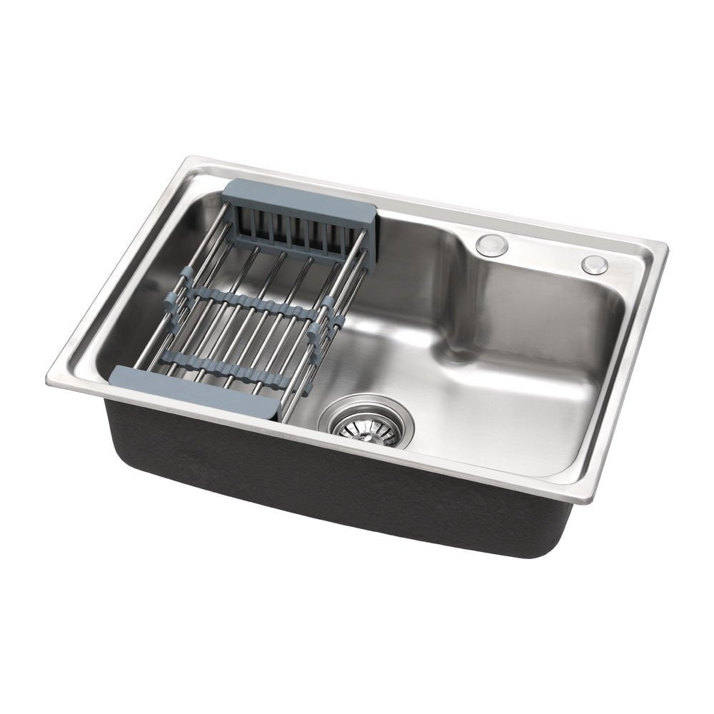 Kitchen Sink 61X43CM Stainless Steel Basin Single Bowl Silver Drain Basket - Furniture > Dining > Kitchen Sinks - Rivercity House & Home Co. (ABN 18 642 972 209) - Affordable Modern Furniture Australia