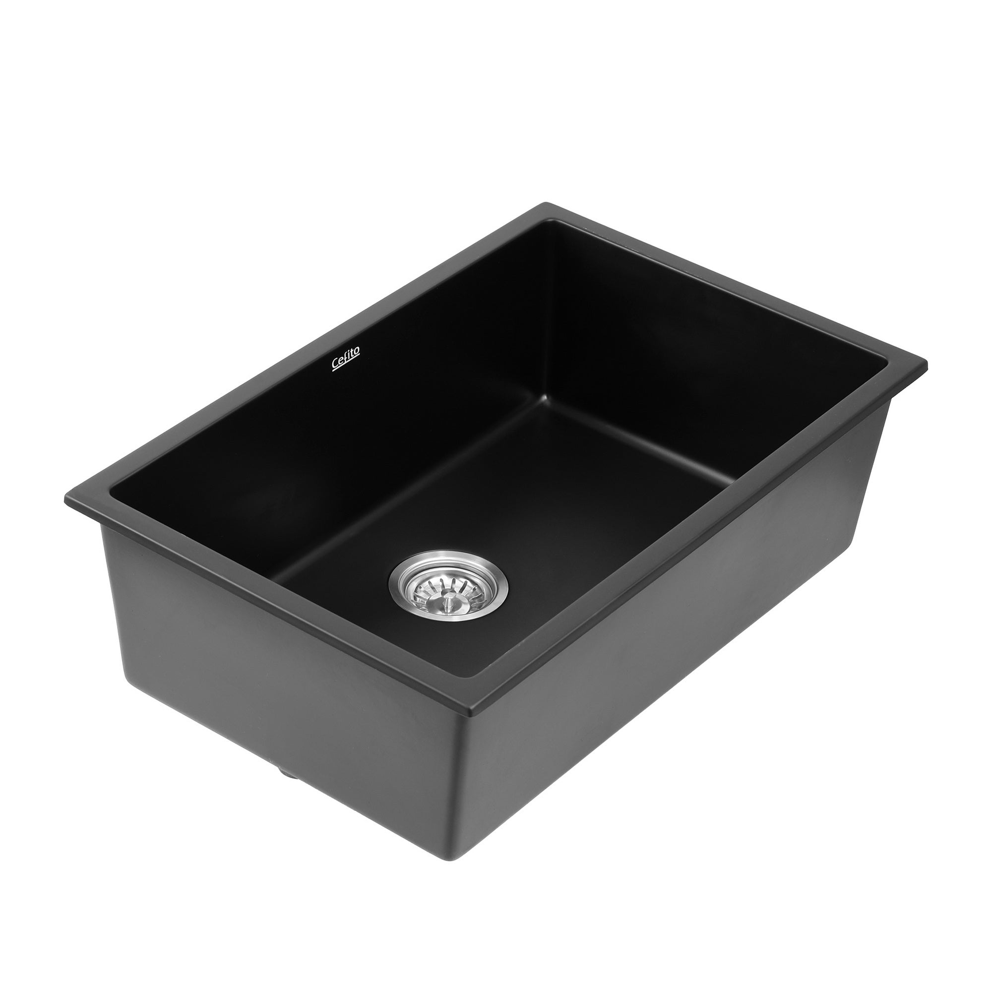 Kitchen Sink 70x45cm Granite Stone Sink Single Bowl Black - Furniture > Bathroom > Sinks - Rivercity House & Home Co. (ABN 18 642 972 209) - Affordable Modern Furniture Australia