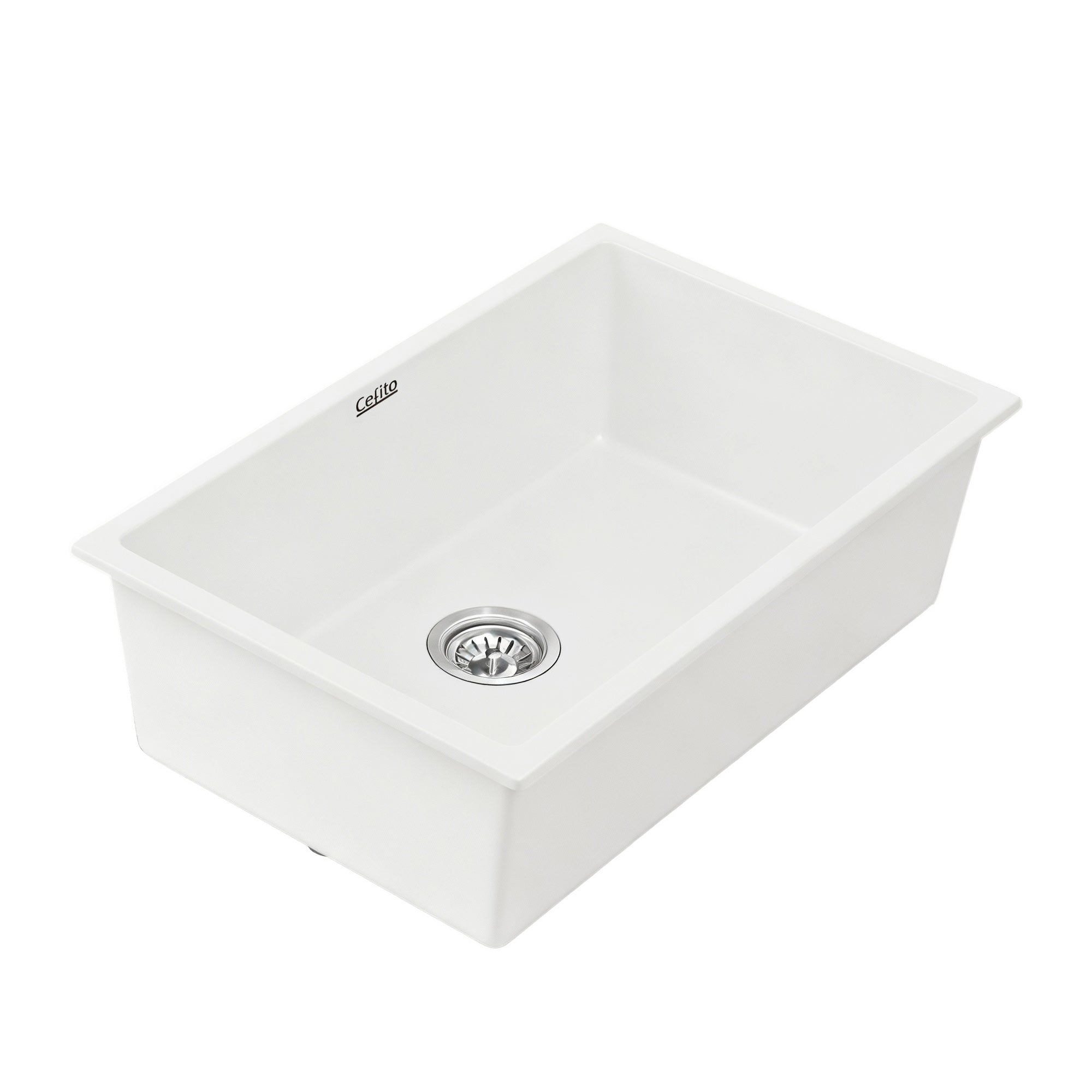 Kitchen Sink 70x45cm Granite Stone Sink Single Bowl White - Furniture > Bathroom > Sinks - Rivercity House & Home Co. (ABN 18 642 972 209) - Affordable Modern Furniture Australia