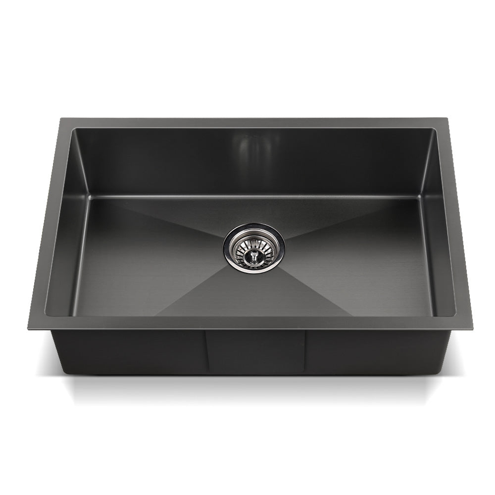 Kitchen Sink 70X45CM Stainless Steel Basin Single Bowl Black - Furniture > Dining > Kitchen Sinks - Rivercity House & Home Co. (ABN 18 642 972 209) - Affordable Modern Furniture Australia