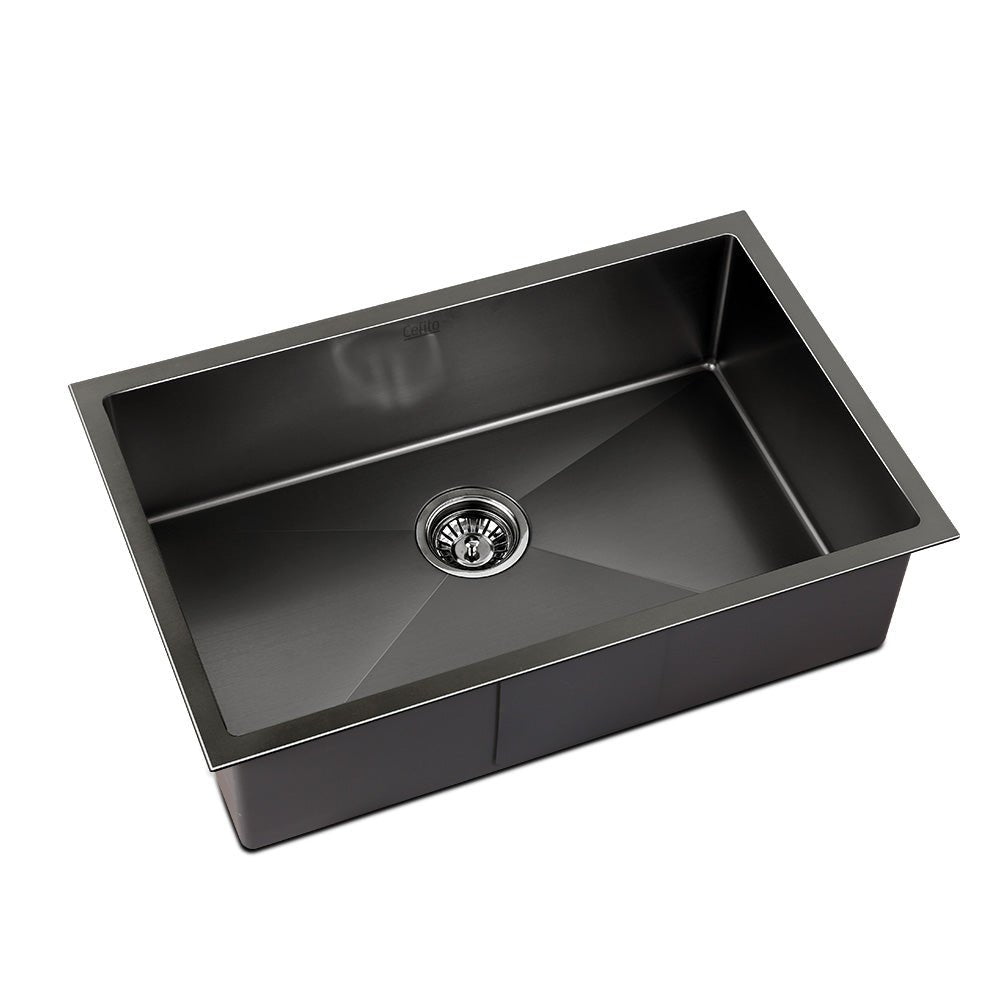 Kitchen Sink 70X45CM Stainless Steel Basin Single Bowl Black - Furniture > Dining > Kitchen Sinks - Rivercity House & Home Co. (ABN 18 642 972 209) - Affordable Modern Furniture Australia
