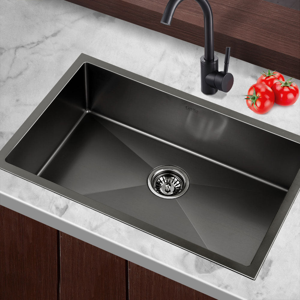 Kitchen Sink 70X45CM Stainless Steel Basin Single Bowl Black - Furniture > Dining > Kitchen Sinks - Rivercity House & Home Co. (ABN 18 642 972 209) - Affordable Modern Furniture Australia