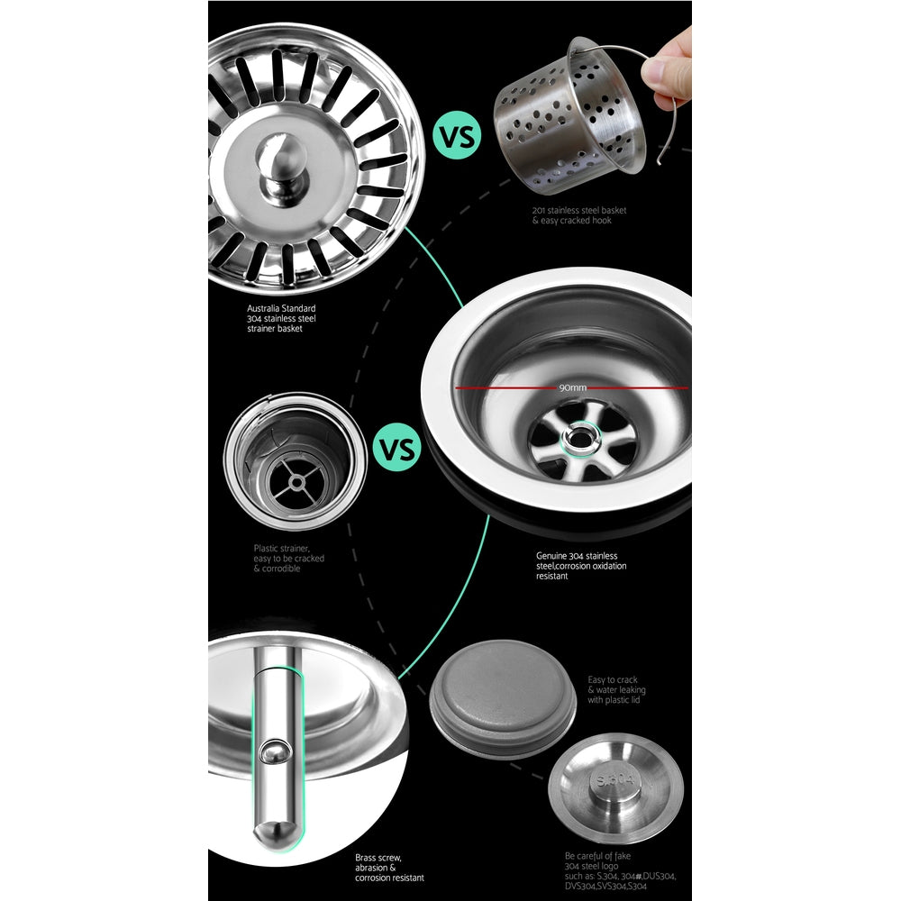 Kitchen Sink 70X45CM Stainless Steel Basin Single Bowl Silver - Furniture > Dining > Kitchen Sinks - Rivercity House & Home Co. (ABN 18 642 972 209) - Affordable Modern Furniture Australia