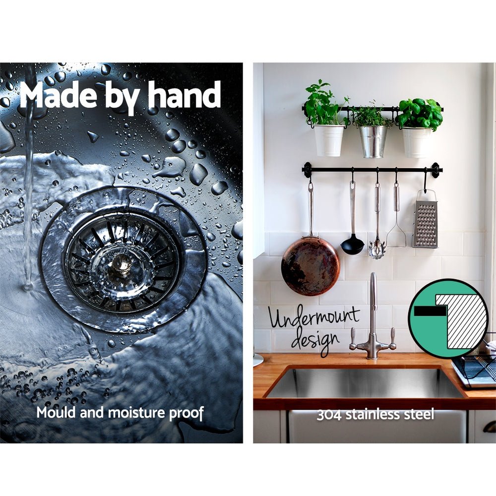 Kitchen Sink 70X45CM Stainless Steel Basin Single Bowl Silver - Furniture > Dining > Kitchen Sinks - Rivercity House & Home Co. (ABN 18 642 972 209) - Affordable Modern Furniture Australia