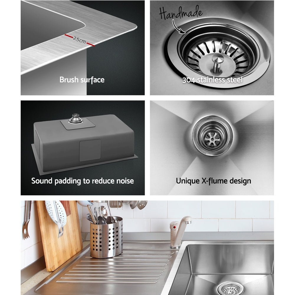 Kitchen Sink 70X45CM Stainless Steel Basin Single Bowl Silver - Furniture > Dining > Kitchen Sinks - Rivercity House & Home Co. (ABN 18 642 972 209) - Affordable Modern Furniture Australia