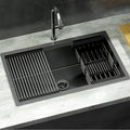 Handmade 70x45cm Stainless Steel Single Bowl Kitchen Sink with Drain Rack Basket - Black