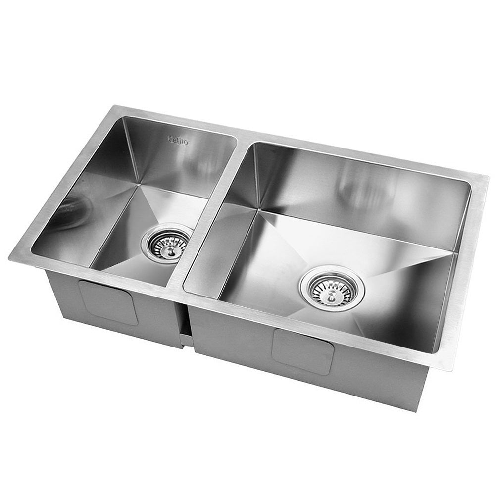 Kitchen Sink 71X45CM Stainless Steel Basin Double Bowl Silver - Furniture > Dining > Kitchen Sinks - Rivercity House & Home Co. (ABN 18 642 972 209) - Affordable Modern Furniture Australia