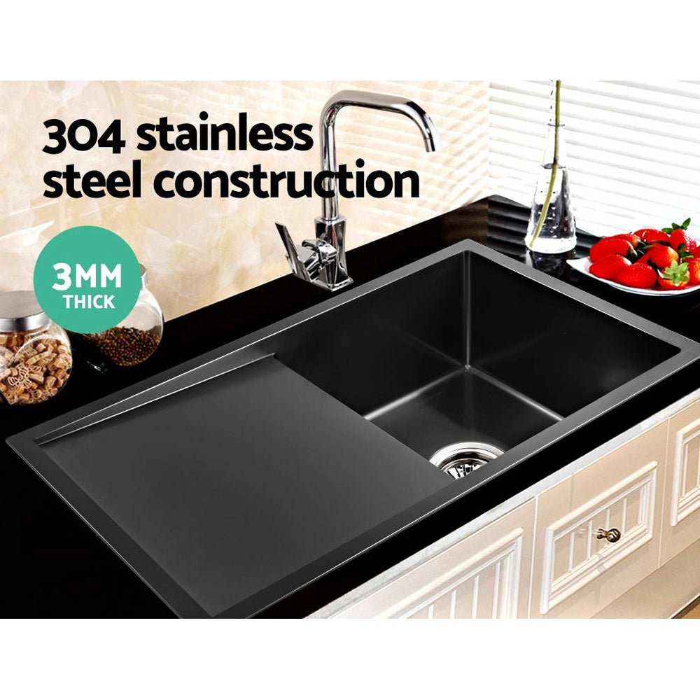 Kitchen Sink 75X45CM Stainless Steel Basin Single Bowl Black - Furniture > Dining > Kitchen Sinks - Rivercity House & Home Co. (ABN 18 642 972 209) - Affordable Modern Furniture Australia
