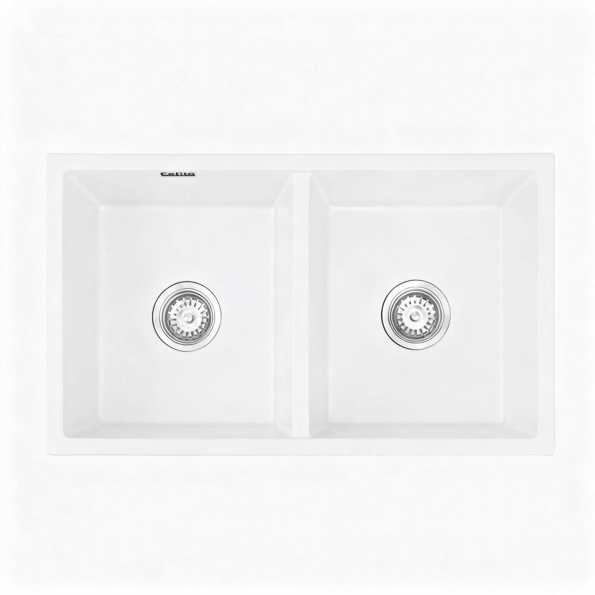 Kitchen Sink 77x45cm Granite Stone Sink Double Bowl White - Furniture > Bathroom > Sinks - Rivercity House & Home Co. (ABN 18 642 972 209) - Affordable Modern Furniture Australia