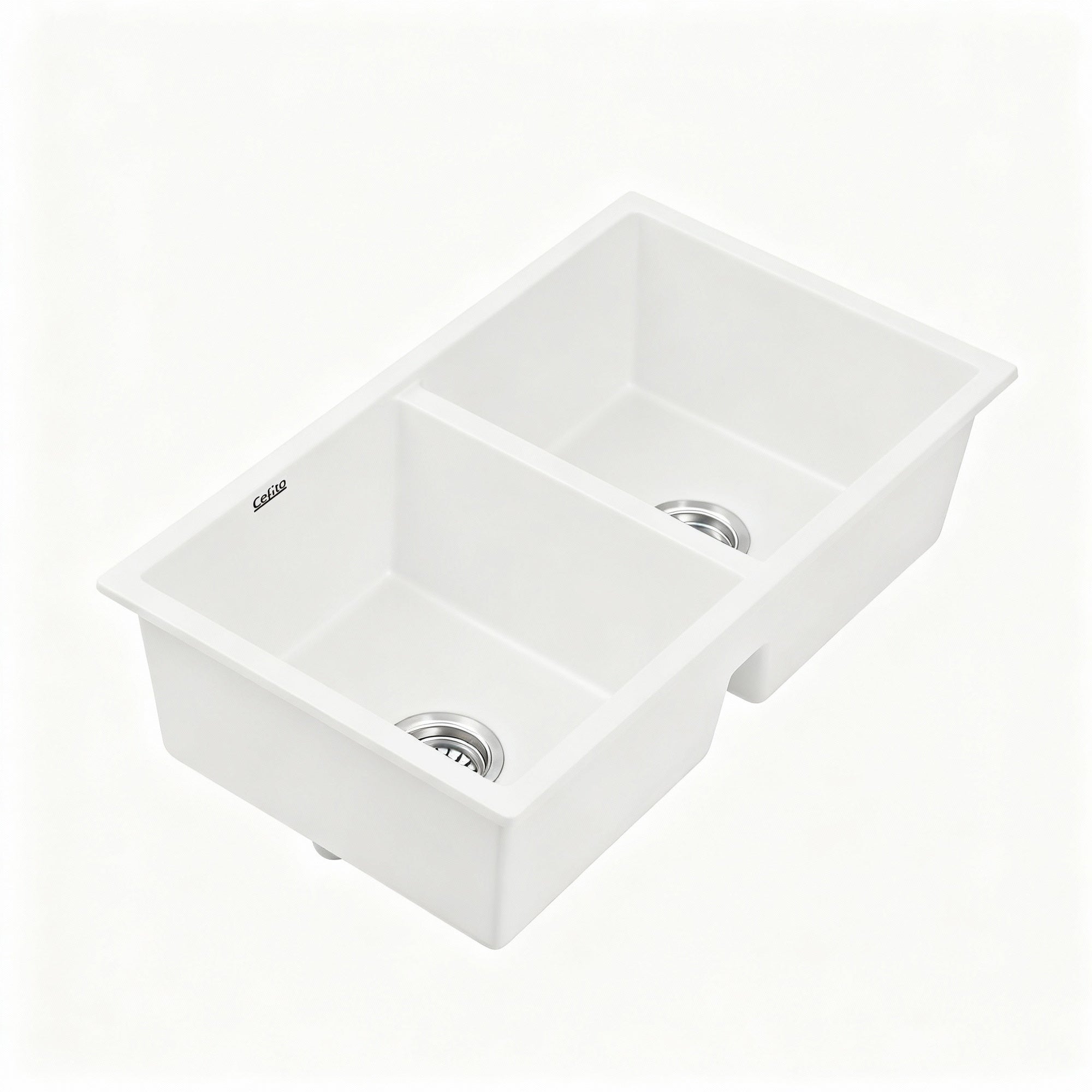 Kitchen Sink 77x45cm Granite Stone Sink Double Bowl White - Furniture > Bathroom > Sinks - Rivercity House & Home Co. (ABN 18 642 972 209) - Affordable Modern Furniture Australia