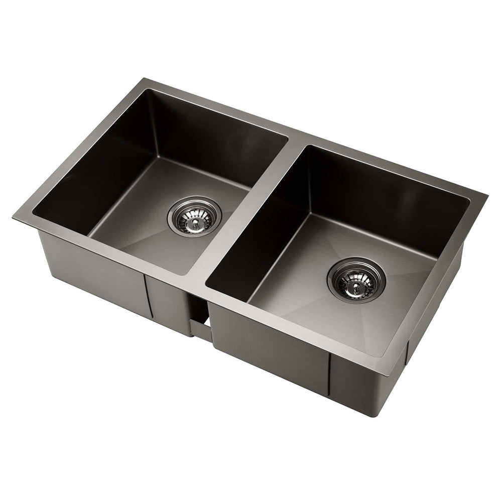 Kitchen Sink 77X45CM Stainless Steel Basin Double Bowl Black - Furniture > Bathroom > Sinks - Rivercity House & Home Co. (ABN 18 642 972 209) - Affordable Modern Furniture Australia