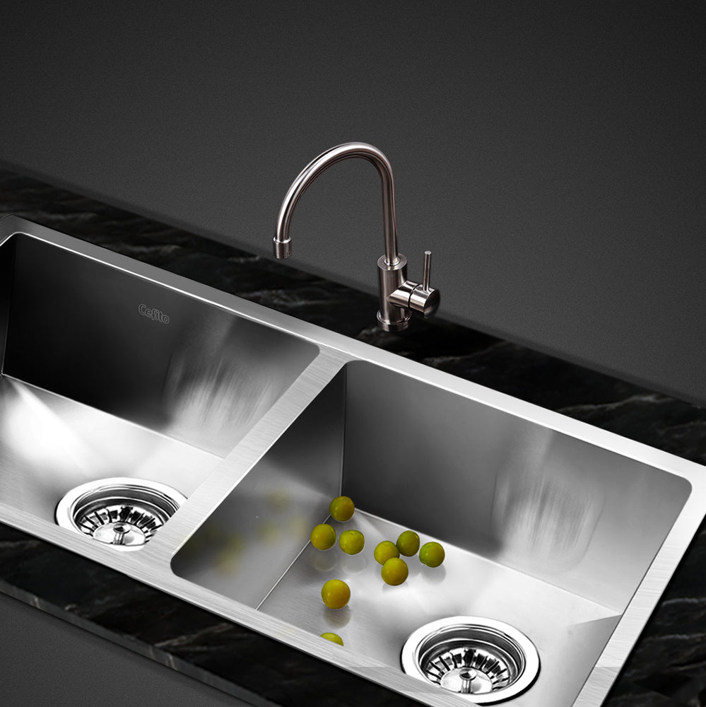 Kitchen Sink 77X45CM Stainless Steel Basin Double Bowl Silver - Furniture > Dining > Kitchen Sinks - Rivercity House & Home Co. (ABN 18 642 972 209) - Affordable Modern Furniture Australia