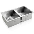 Handmade 77x45cm Double Bowl Kitchen Sink Stainless Steel 304 - Silver