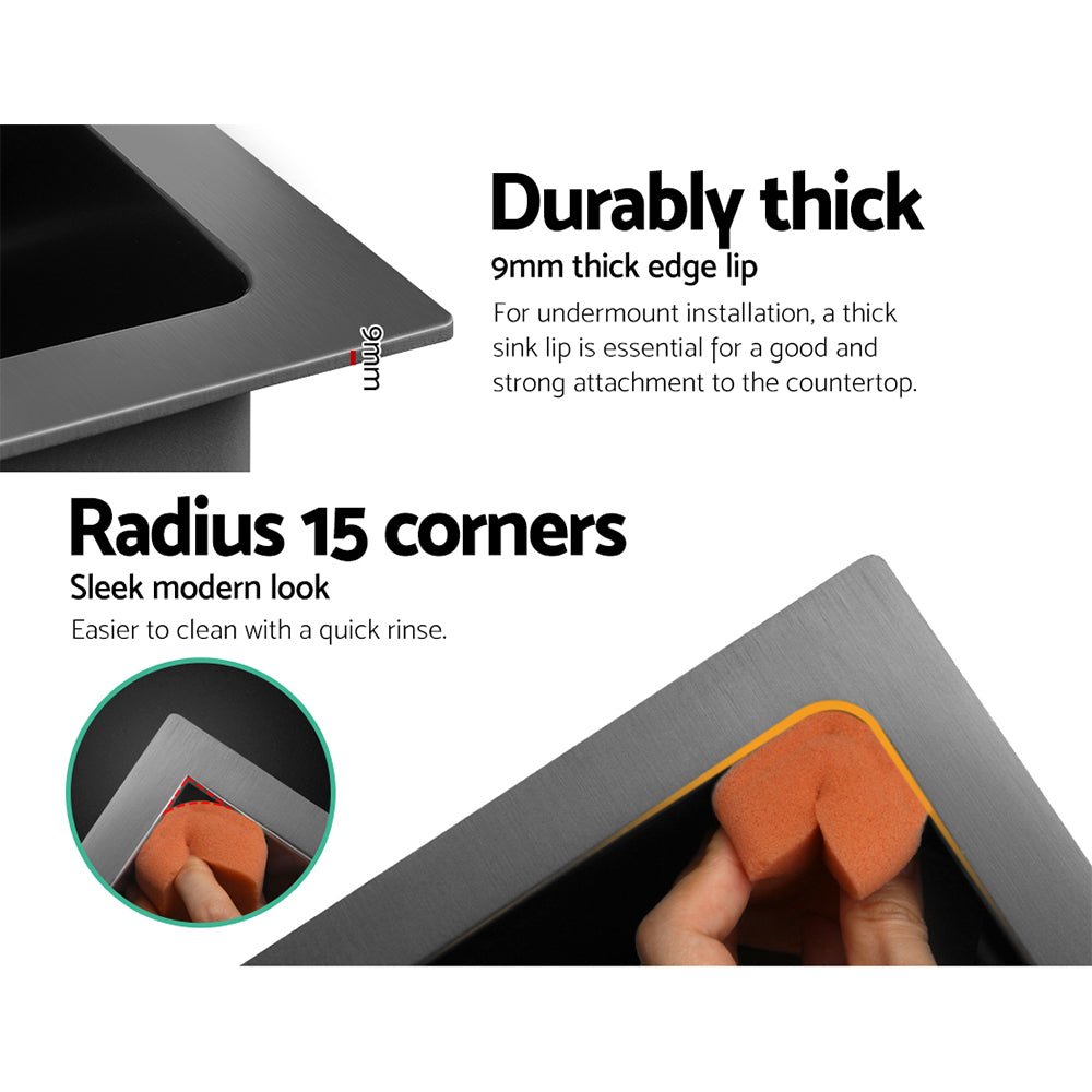 Kitchen Sink 80X48CM Granite Stone Kitchen Sinks in Black - Furniture > Bathroom > Sinks - Rivercity House & Home Co. (ABN 18 642 972 209) - Affordable Modern Furniture Australia