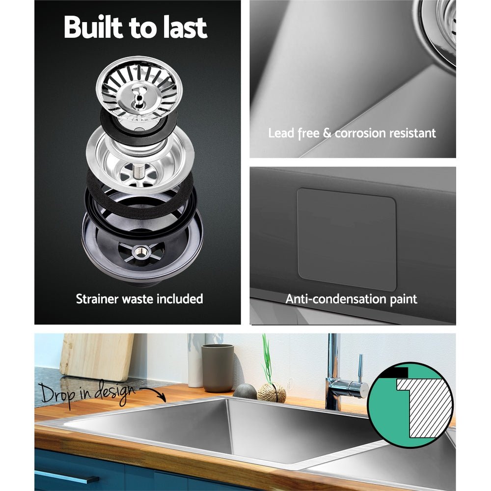 Kitchen Sink 86X44CM Stainless Steel Basin Double Bowl Silver - Furniture > Dining > Kitchen Sinks - Rivercity House & Home Co. (ABN 18 642 972 209) - Affordable Modern Furniture Australia