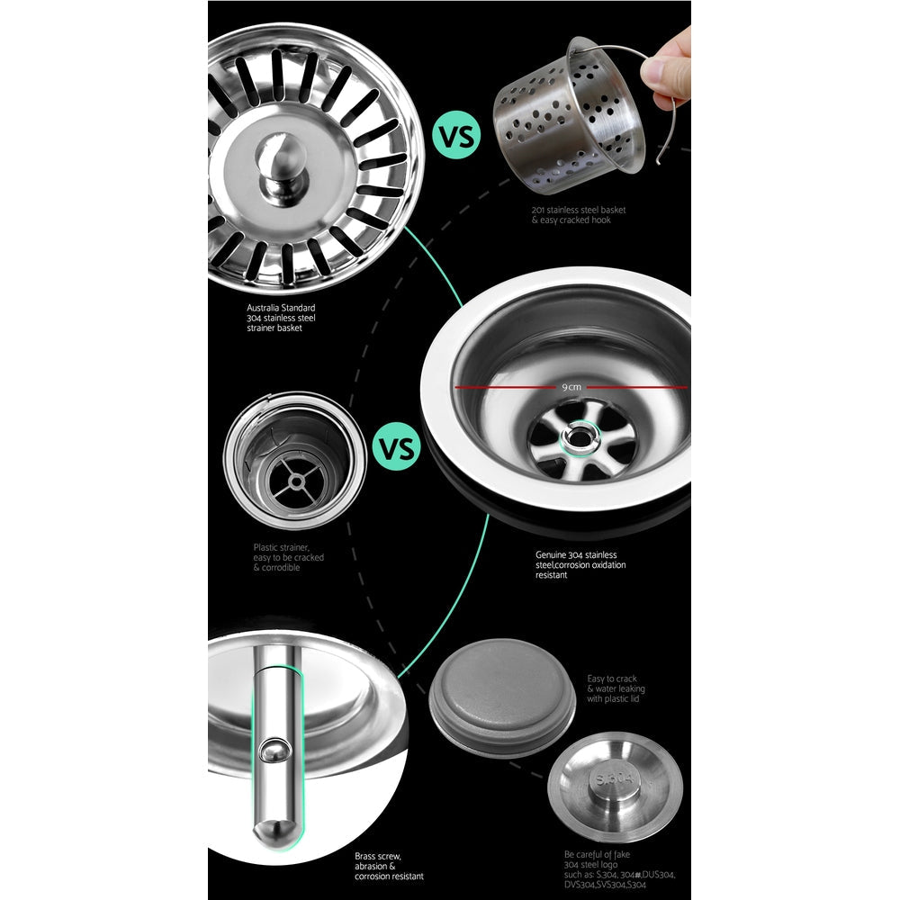 Kitchen Sink 86X44CM Stainless Steel Basin Double Bowl Silver - Furniture > Dining > Kitchen Sinks - Rivercity House & Home Co. (ABN 18 642 972 209) - Affordable Modern Furniture Australia