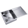 Handmade 87x45cm Stainless Steel Kitchen Sink Single Bowl - Silver