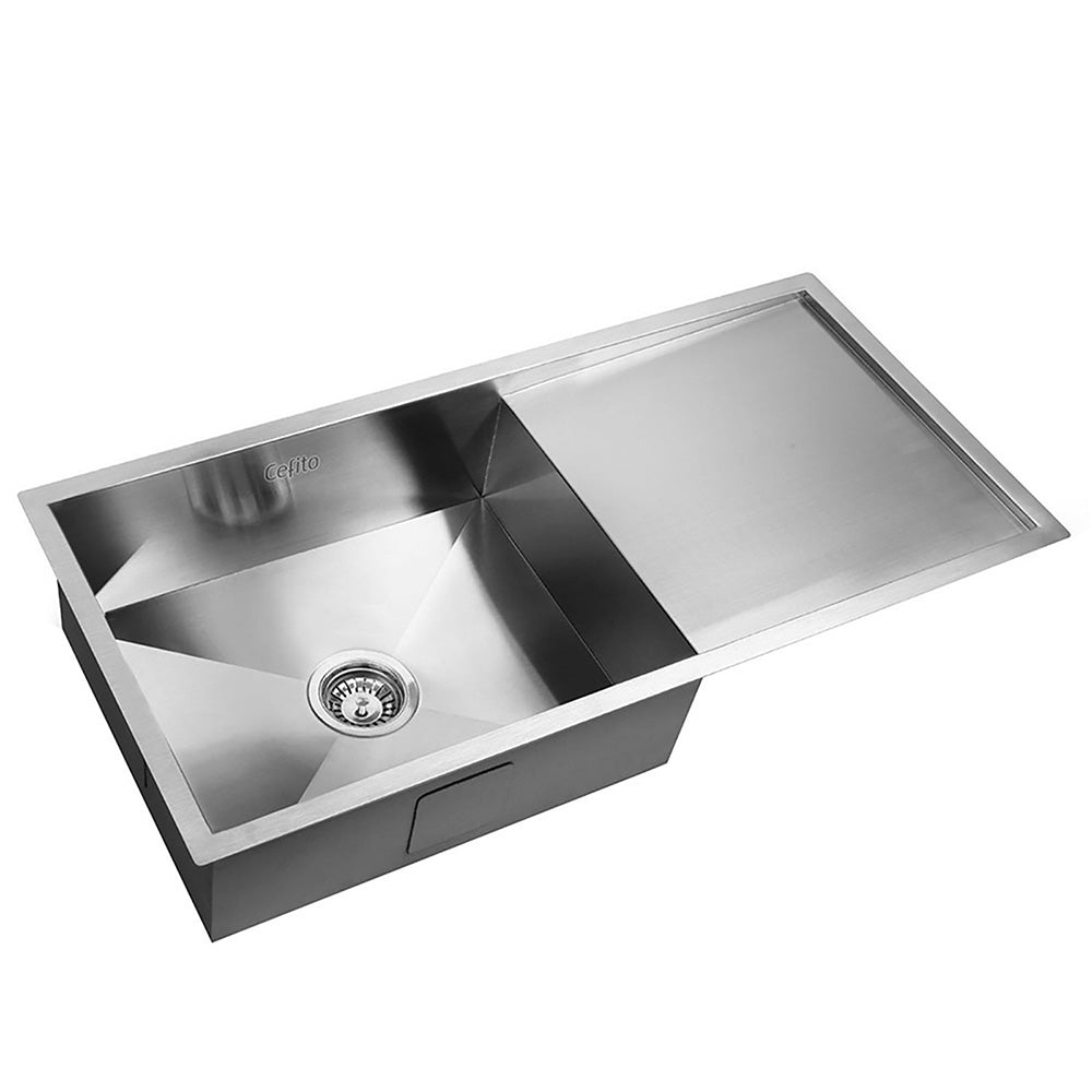 Kitchen Sink 96X45CM Stainless Steel Basin Single Bowl Silver - Furniture > Dining > Kitchen Sinks - Rivercity House & Home Co. (ABN 18 642 972 209) - Affordable Modern Furniture Australia