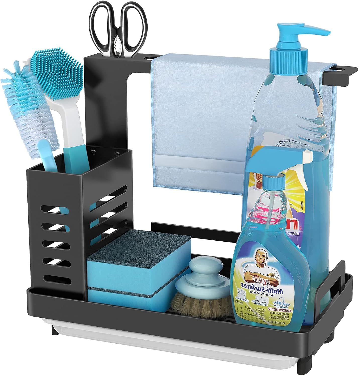 Kitchen Sink Caddy Organizer with Sponge, Soap & Brush Storage and Rag Rack, Drain Tray & Utensil Holder - Home & Garden > Kitchenware > Dish Racks - Rivercity House & Home Co. (ABN 18 642 972 209) - Affordable Modern Furniture Australia