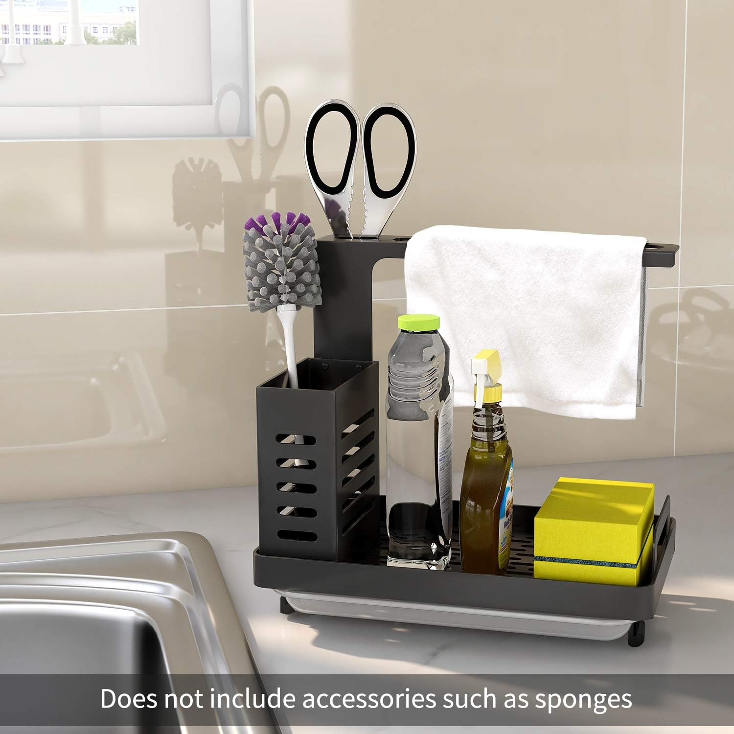 Kitchen Sink Caddy Organizer with Sponge, Soap & Brush Storage and Rag Rack, Drain Tray & Utensil Holder - Home & Garden > Kitchenware > Dish Racks - Rivercity House & Home Co. (ABN 18 642 972 209) - Affordable Modern Furniture Australia